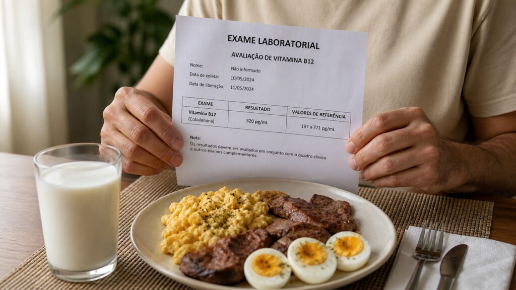 Exames e alimentação ajudam a orientar a reposição correta de vitamina B12.