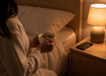 Uma xícara de camomila à noite pode ajudar a desacelerar sem substituir bons hábitos de sono.