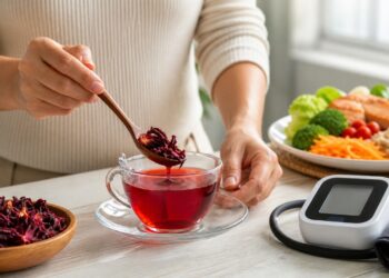 O chá de hibisco é estudado como apoio natural ao controle da pressão arterial.