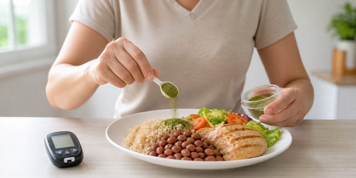 O pó de moringa é estudado como apoio alimentar para reduzir picos de glicose após as refeições.
