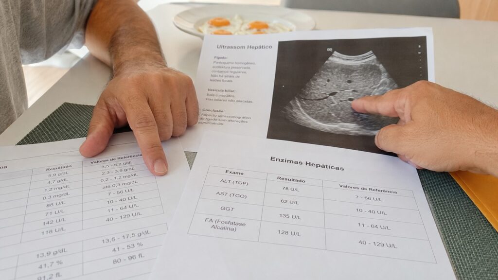 A gordura no fígado deve ser avaliada junto com dieta, exames hepáticos e fatores metabólicos.