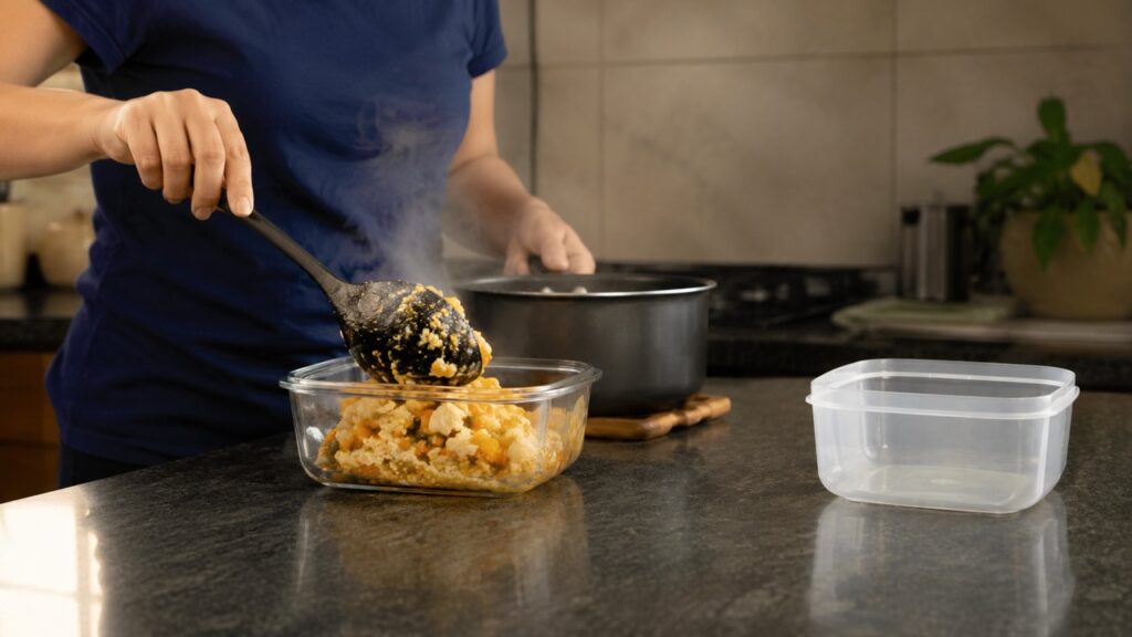 Trocar plástico por vidro em alimentos quentes ajuda a diminuir uma fonte comum de exposição.