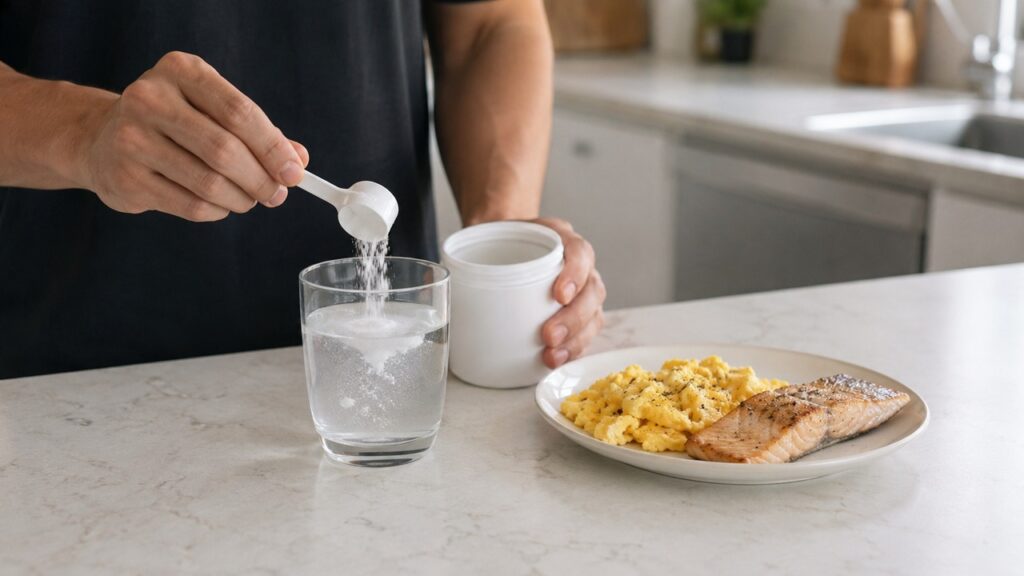 A suplementação orientada pode complementar alimentação, treino de força e cuidados com a cognição.