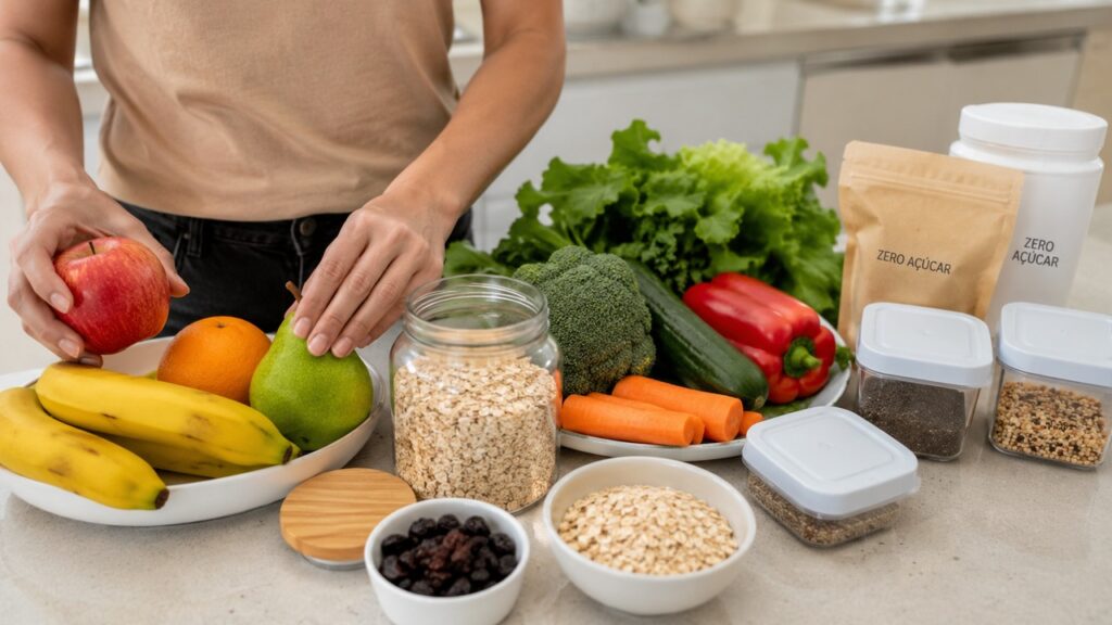 Priorizar fibras e alimentos menos processados pode favorecer uma rotina mais equilibrada para o intestino.