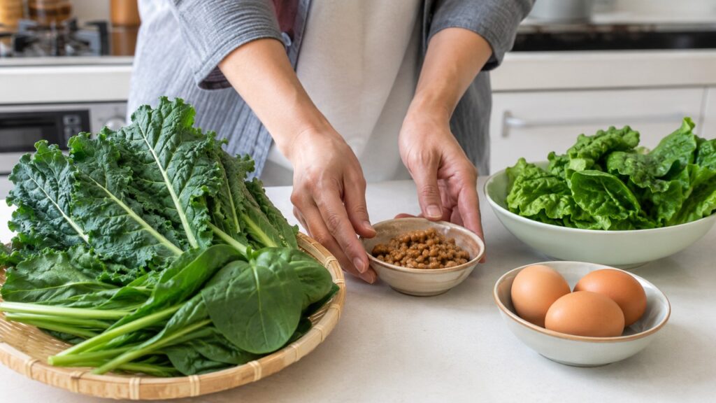 Alimentos ricos em vitamina K podem fazer parte de uma rotina voltada à saúde óssea e cardiovascular.