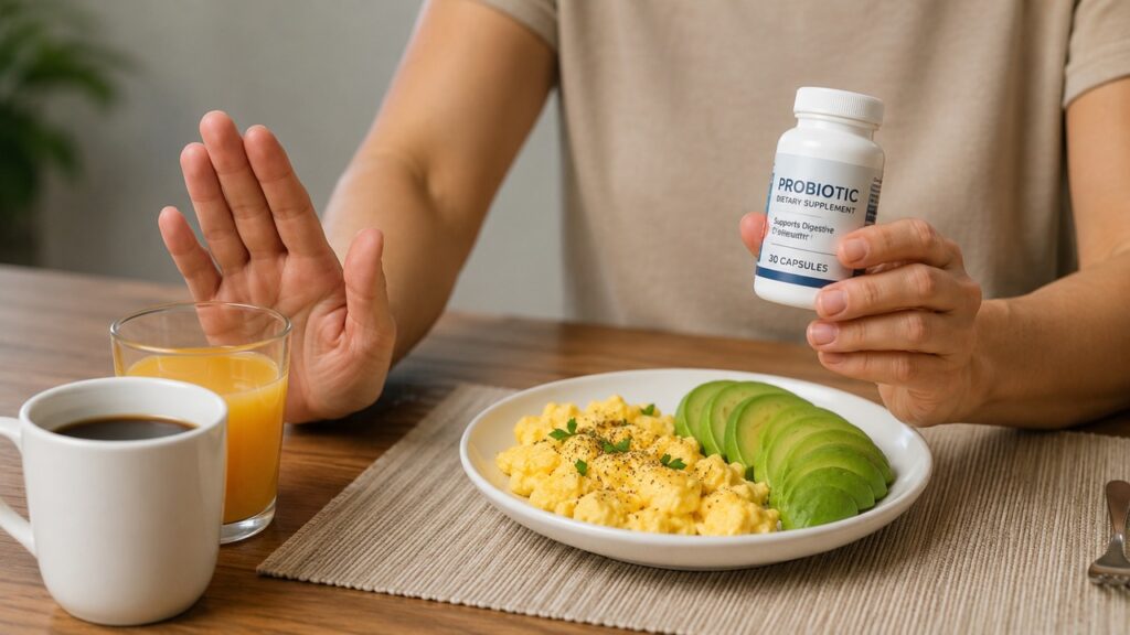 Evitar alimentos muito ácidos pode ajudar a proteger os probióticos durante a passagem pelo estômago.