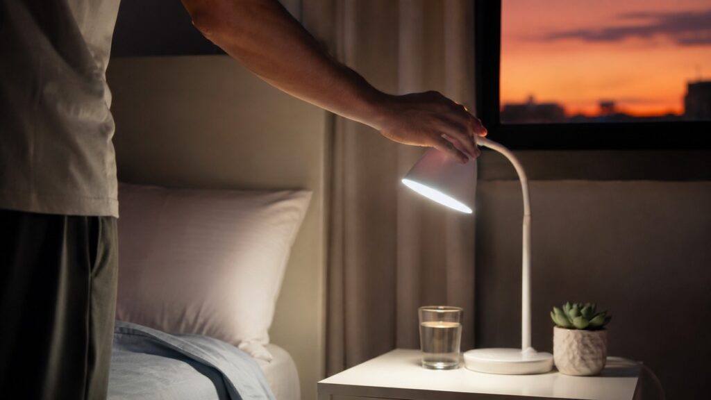 Reduzir luz artificial intensa após o entardecer favorece a rotina natural de produção de melatonina.
