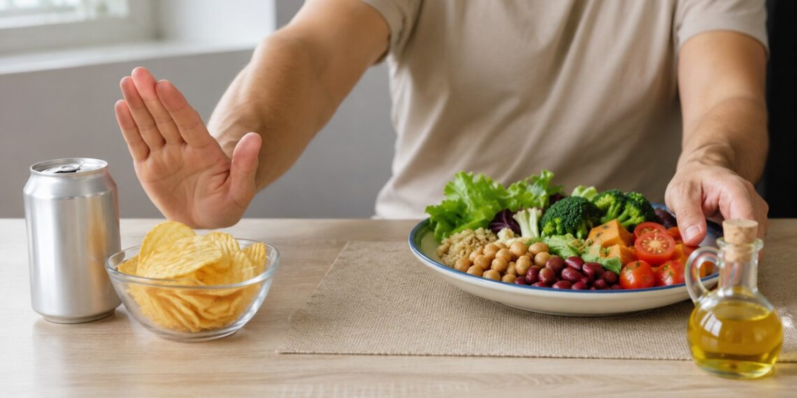 Trocar ultraprocessados por comida natural ajuda a reduzir estímulos diários ligados à inflamação silenciosa.