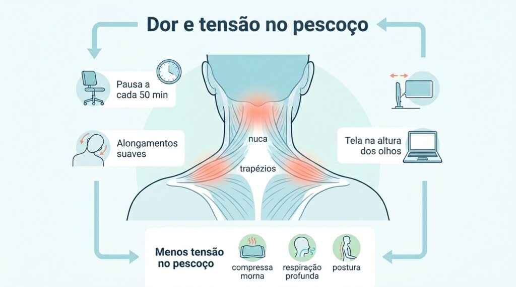 Cinco dicas simples de autocuidado para aliviar a dor e a rigidez no pescoço causadas pela "cervicalgia tensional”