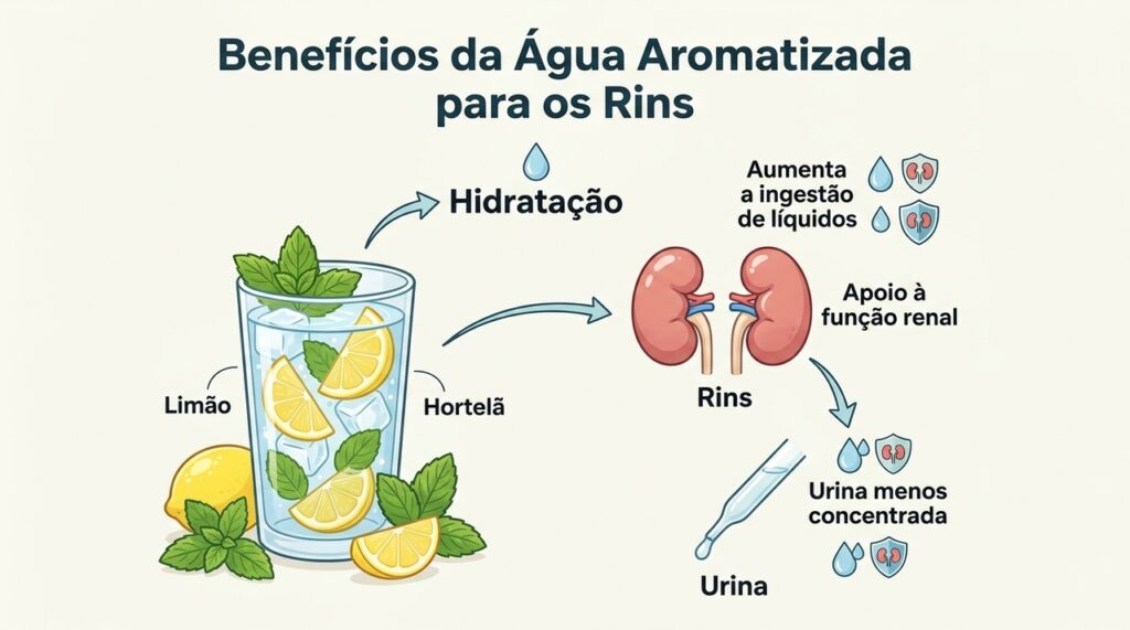 Um tipo de água aromatizada que ajuda os rins a melhorar a hidratação e a função renal naturalmente