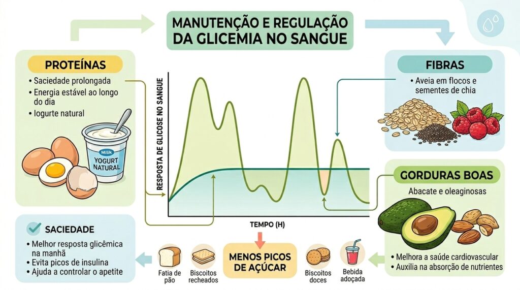O que consumir no café da manhã para estabilizar a glicemia e prolongar a saciedade
