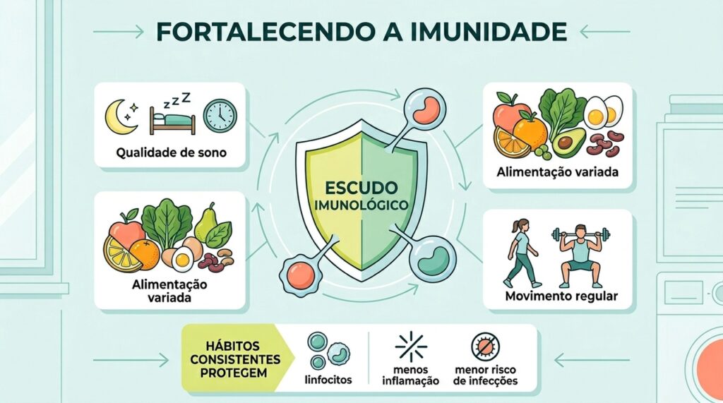 Para fortalecer a imunidade, o corpo precisa de sono, alimentação variada e movimento regular