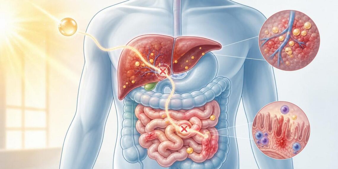 A falta de vitamina D no organismo não se deve à falta de sol, mas sim a problemas digestivos crônicos como inflamação intestinal ou irritação do fígado