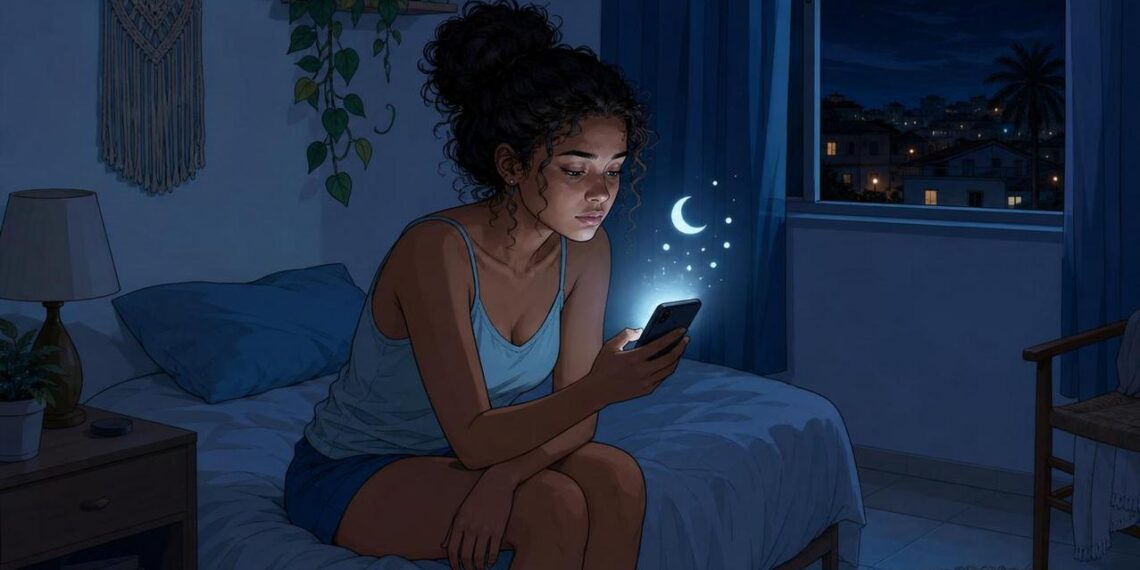 A insônia frequente não se deve apenas ao estresse, mas sim à queda de melatonina causada pela exposição à luz azul à noite