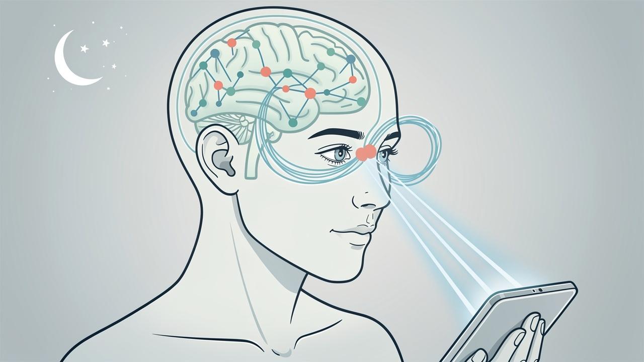 A luz azul interfere na melatonina e desregula o ciclo circadiano.