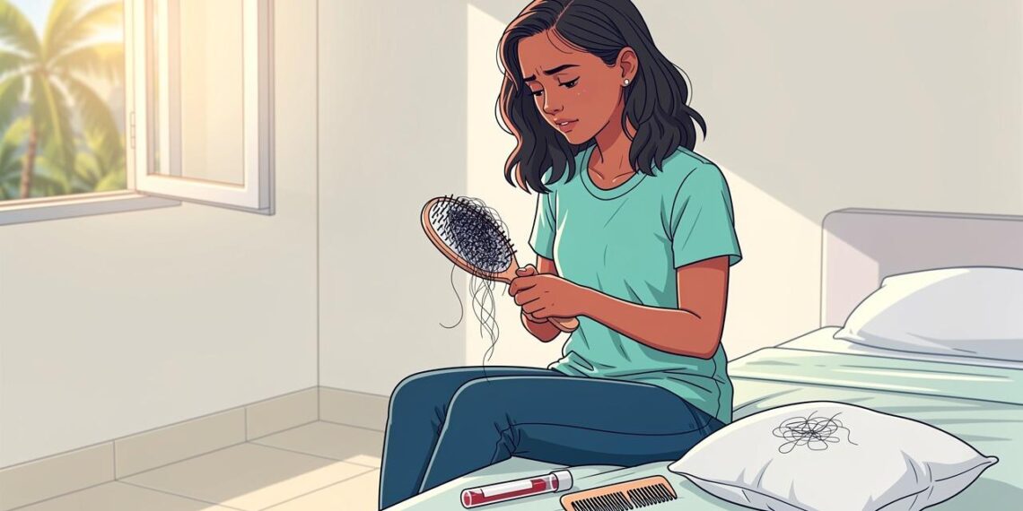 A queda de cabelo não se deve apenas ao estresse, mas sim à baixa ferritina que interrompe o ciclo de crescimento dos folículos