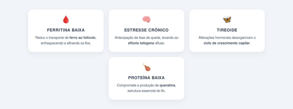 Quais são as causas mais comuns de queda de cabelo?