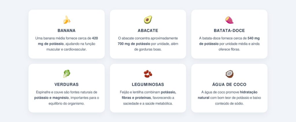 Quais alimentos são ricos em potássio?