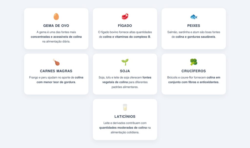 Quais alimentos são ricos em colina?