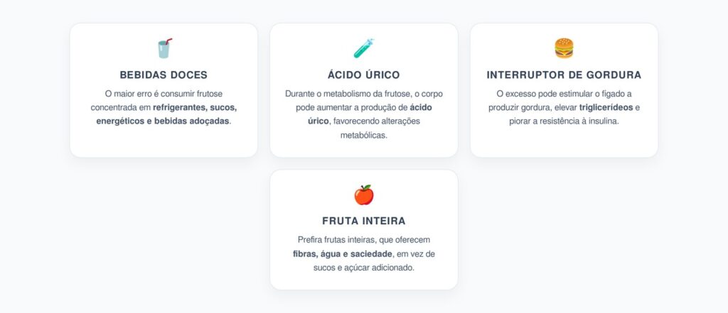 Frutose em Excesso: O Erro Que Eleva Ácido Úrico e Favorece Gordura