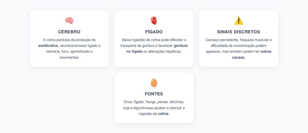 Deficiência de Colina: Sinais Silenciosos no Fígado e no Cérebro