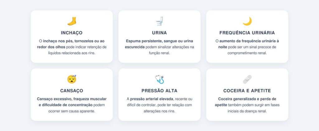 Quais sinais sutis podem indicar alteração renal?