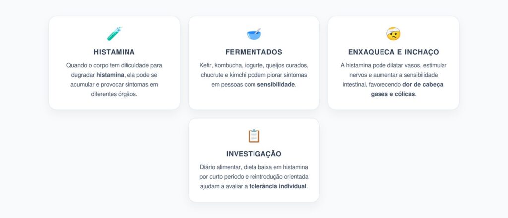 Intolerância à Histamina: Quando Fermentados Saudáveis Podem Causar Enxaqueca e Inchaço
