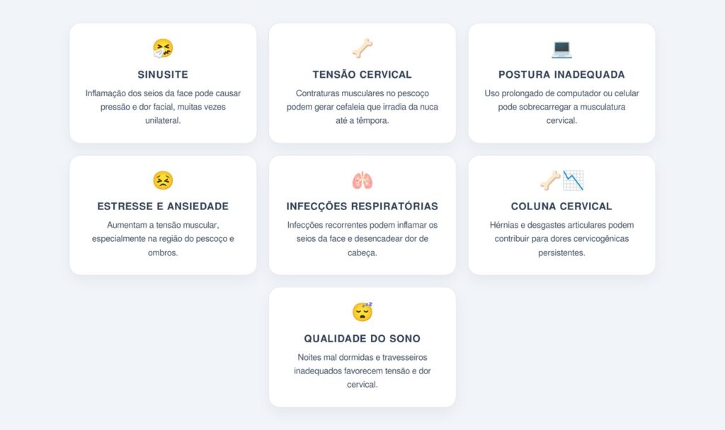 Sinusite e tensão cervical entram nessa lista?