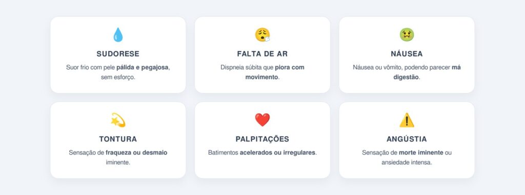 Quais sinais acompanham o infarto além da dor?
