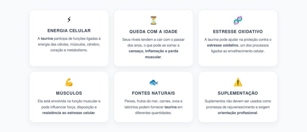 Taurina: A Substância Natural Ligada à Energia e ao Envelhecimento Saudável