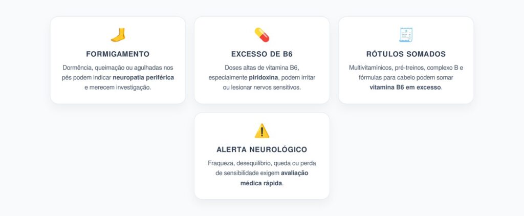 Excesso de Vitamina B6: Formigamento nos Pés e Risco de Intoxicação nos Nervos