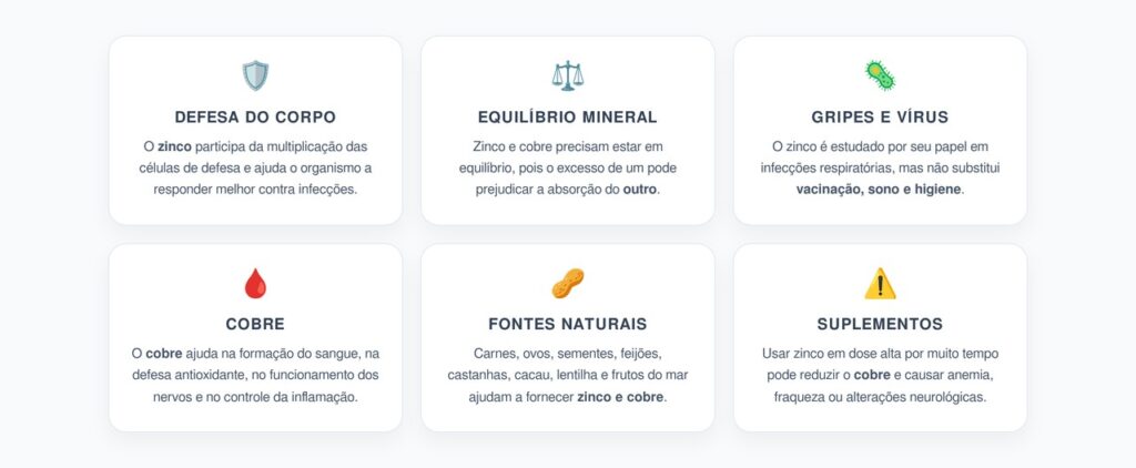 Zinco e Cobre: O Equilíbrio Mineral que Fortalece a Imunidade