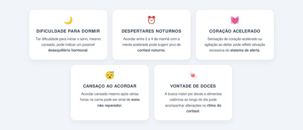 Quais sinais indicam que seu cortisol noturno está alto?