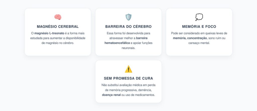 Magnésio L-Treonato: O Tipo Mais Estudado para Cérebro, Memória e Cognição