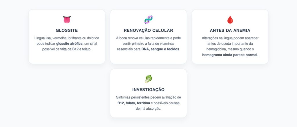Língua Lisa e Ardente: O Sinal Precoce de Falta de B12 e Folato
