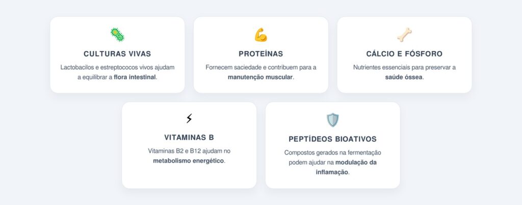 Quais bactérias e nutrientes o iogurte fornece ao intestino?
