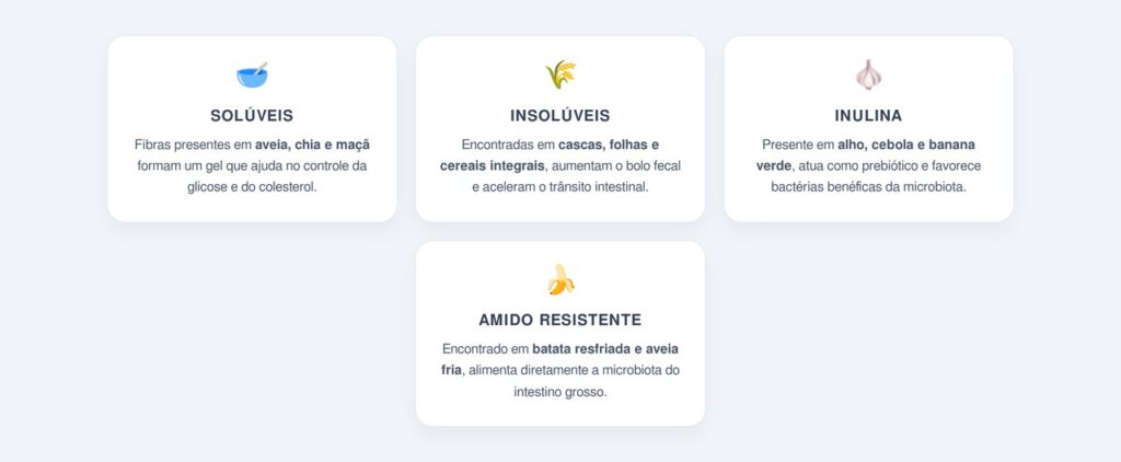 Quais tipos de fibras são essenciais para a saúde intestinal?