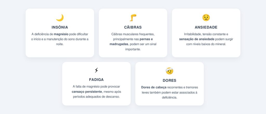 Quais sintomas indicam deficiência de magnésio?