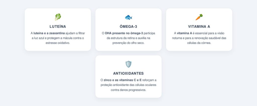 Quais são os principais nutrientes para a visão?