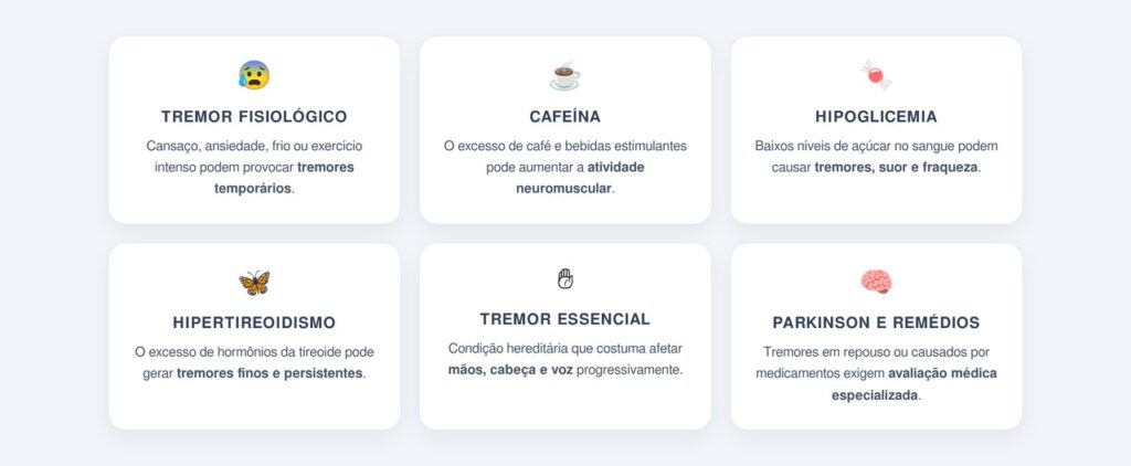 Quais são as principais causas dos tremores?