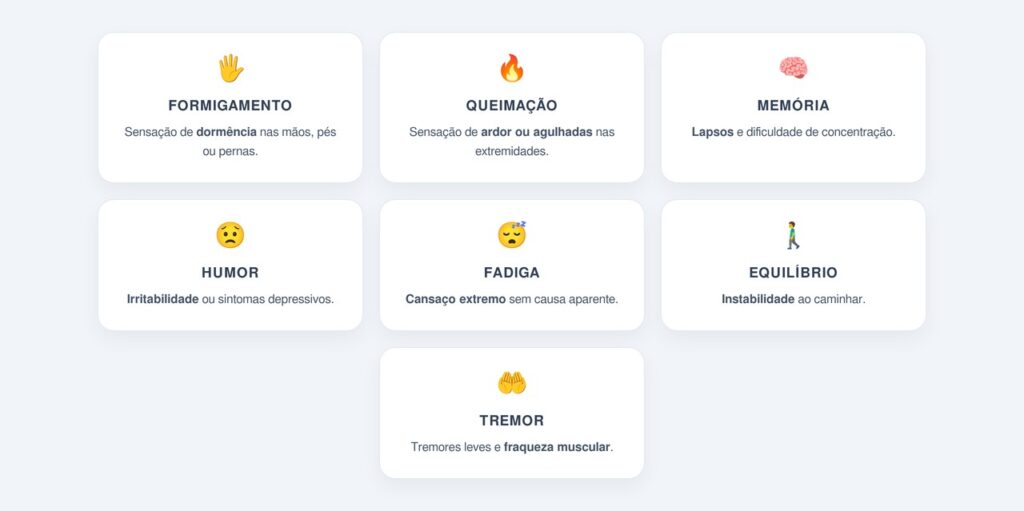 Quais são os primeiros sintomas neurológicos?