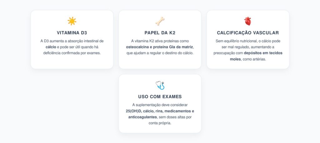 Vitamina D3 Sem K2: O Erro que Pode Desregular o Cálcio nas Artérias