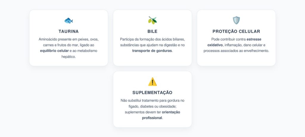 Taurina: Gordura no Fígado, Metabolismo e Envelhecimento Saudável
