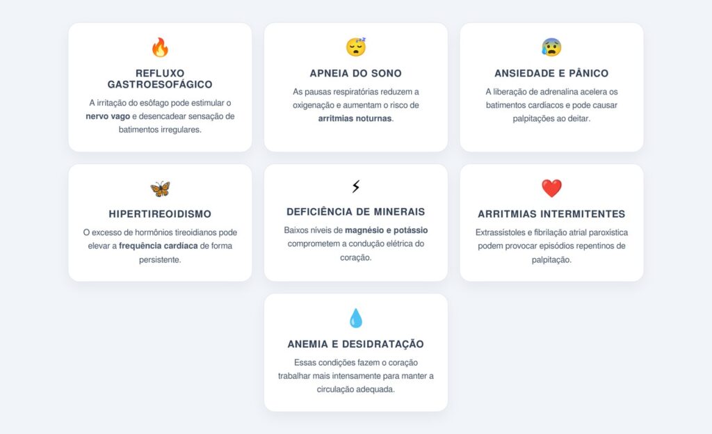 Quais condições de saúde podem causar palpitações noturnas?