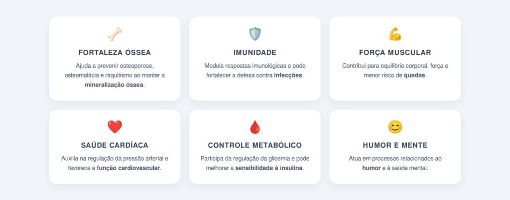 Quais são as principais propriedades e benefícios da vitamina D?