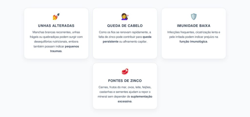 Deficiência de Zinco: Sinais nas Unhas, Cabelo e Imunidade