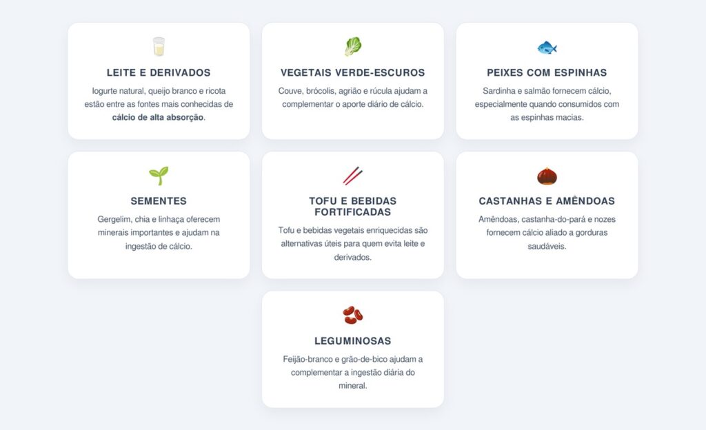Quais alimentos são as melhores fontes de cálcio?