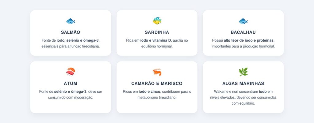 Quais peixes e frutos do mar fortalecem a tireoide?