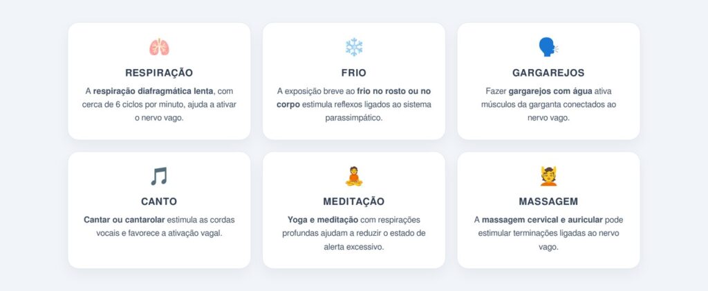Quais técnicas ajudam a estimular o nervo vago?