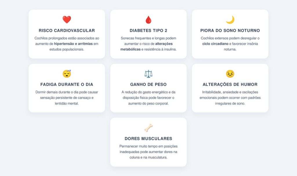 Quais são os riscos de cochilos prolongados para a saúde?